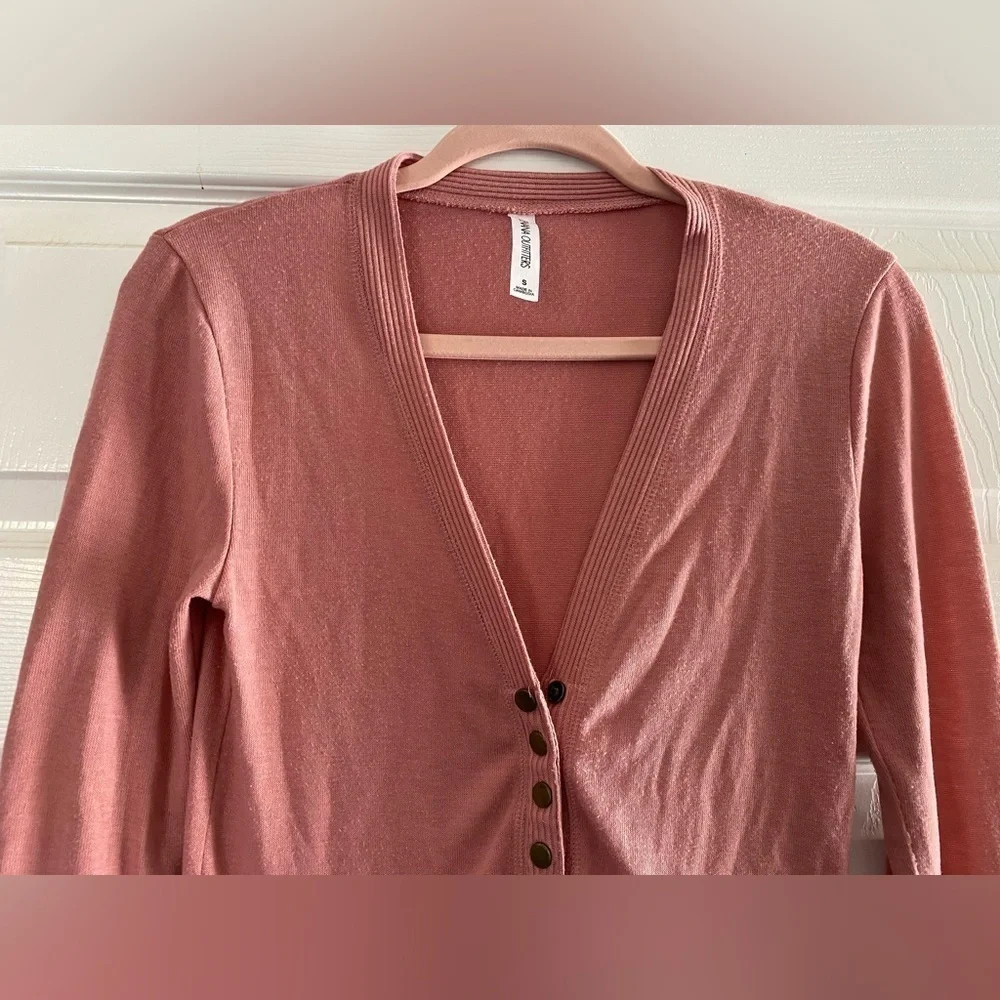 Zenana Outfitters Cardigan Sweater Women’s S Pink Button Up Knit top Long Sleeve